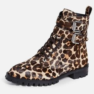 Rebecca Minkoff Jaiden Calf Hair Leopard Animal Print Combat Boots